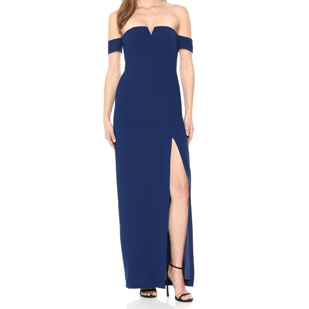 Aidan Mattox Column Crepe Gown with Arm Cuffs